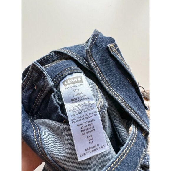 Lot of 2 Unisex Baby Size 12 Month Overalls - LEVI'S Denim & OSHKOSH Plaid - Picture 7 of 13